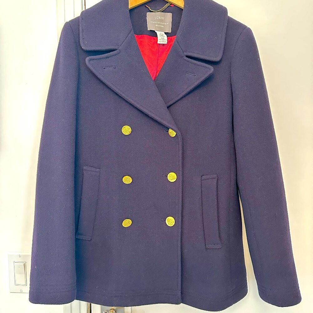 JCrew Stadium Coat, navy with goldtone hardware, size 6, excellent condition